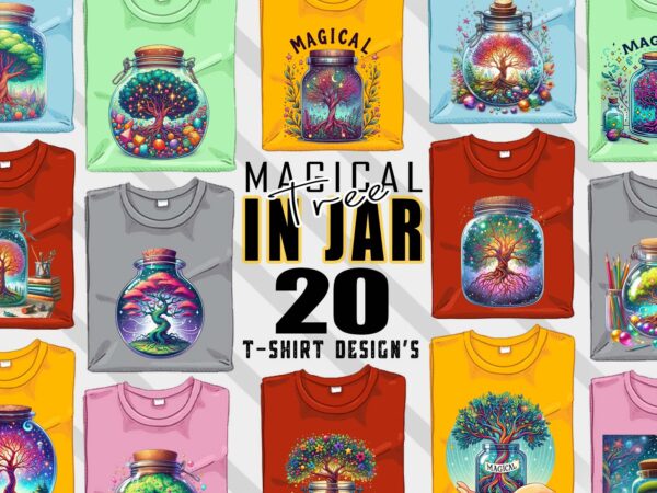 Magical colourful tree t-shirt design bundle with 20 designs – download instantly retro vintage tee