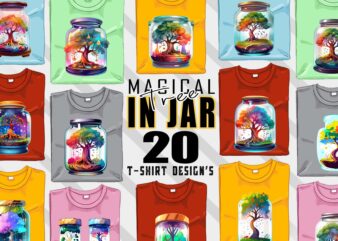 Vintage Magical Tree in a Jar t-shirt design bundle with 20 designs – download instantly Retro Vintage Illustration