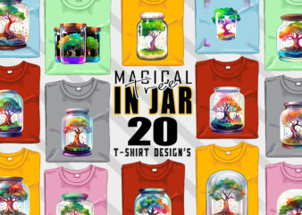 Watercolour Colourful Tree in a Jar t-shirt design bundle with 20 designs – download instantly T-Shirt