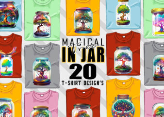 Magical Tree in a Jar t-shirt design bundle with 20 designs – download instantly Retro Vintage Tee