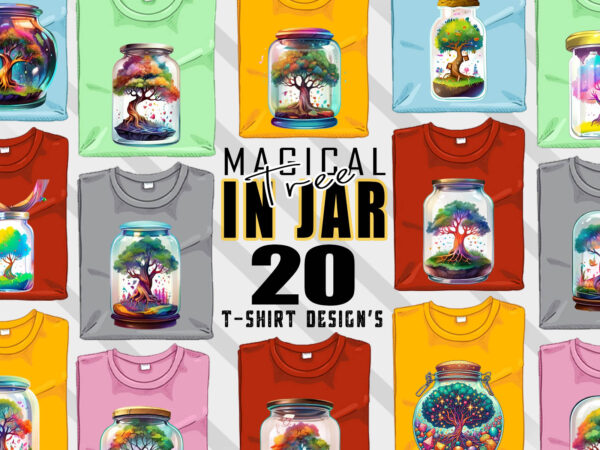 Magical tree in a jar t-shirt design bundle with 20 designs – download instantly retro vintage tee