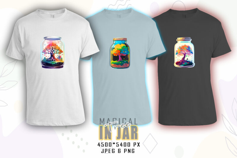 Watercolour Colourful Tree in a Jar t-shirt design bundle with 20 designs – download instantly T-Shirt