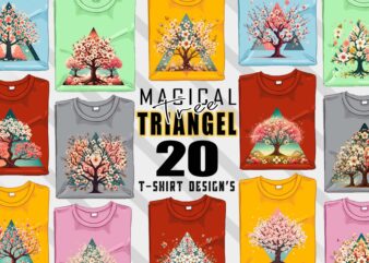 Retro Triangle Tree t-shirt design bundle with 20 designs – download instantly