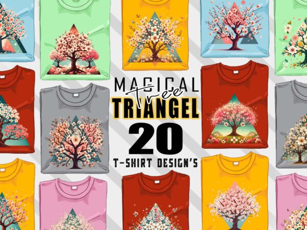 Retro triangle tree t-shirt design bundle with 20 designs – download instantly