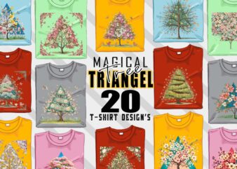 Magical Triangle Tree t-shirt design bundle with 20 designs – download instantly Retro Vintage Illustration