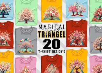 Abstract Colourful Triangle Tree t-shirt design bundle with 20 png & jpeg designs – download instantly Retro Vintage T-shirt