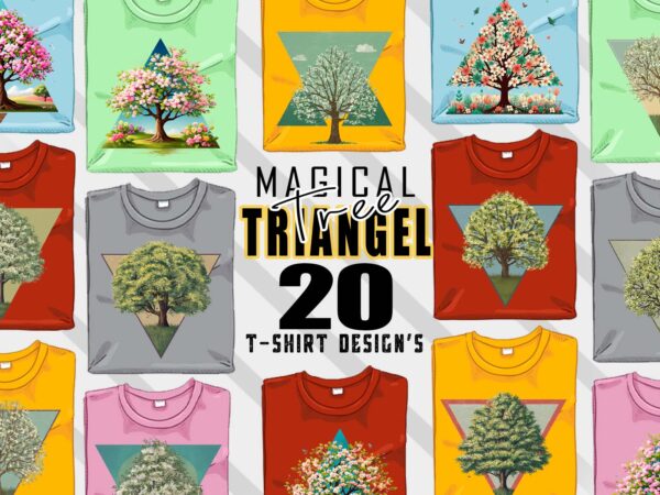 Magical triangle tree t-shirt design bundle with 20 designs – download instantly