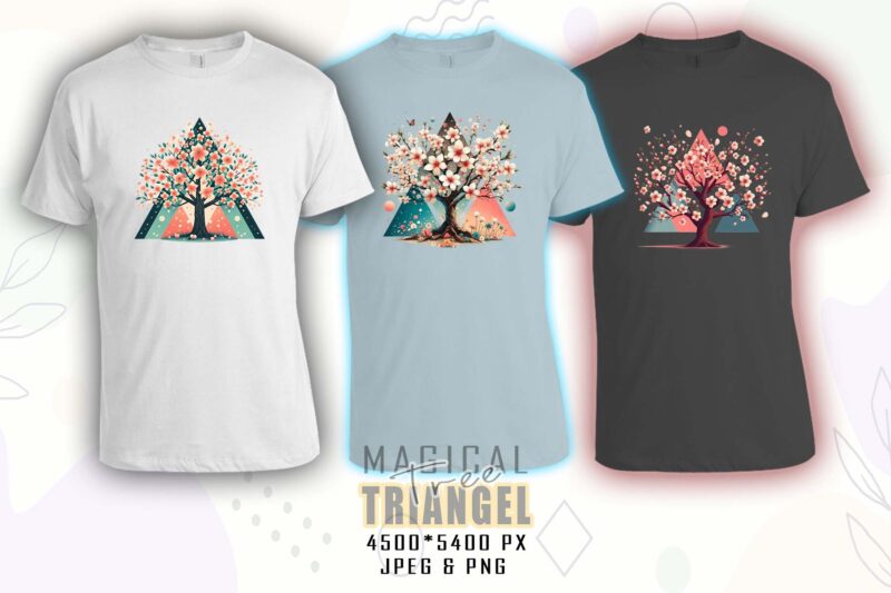 Retro Triangle Tree t-shirt design bundle with 20 designs – download instantly