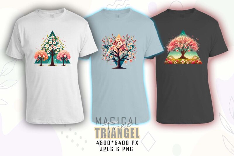 Retro Triangle Tree t-shirt design bundle with 20 designs – download instantly