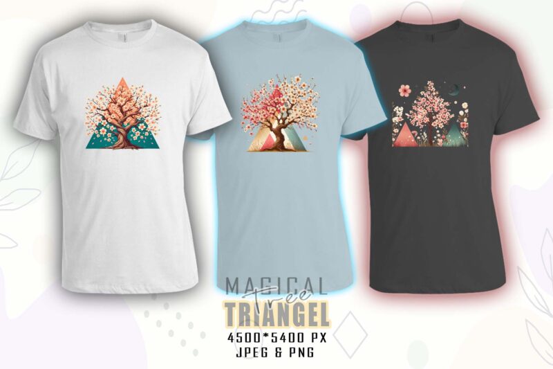 Retro Triangle Tree t-shirt design bundle with 20 designs – download instantly