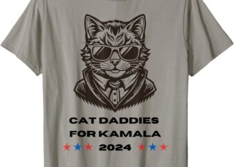 2024 T-Shirt Cat Daddies for Kamala Funny Cat Dad Vote Election 2024