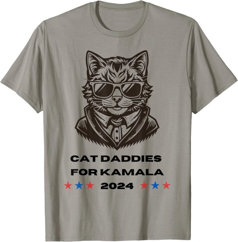 2024 T-Shirt Cat Daddies for Kamala Funny Cat Dad Vote Election 2024