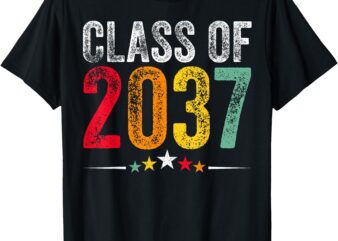 2037 Graduation Class of 2037 Grow With Me Boys Girls Retro T-Shirt