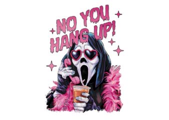 No You Hang Up Pink Ghost Halloween PNG T shirt vector artwork