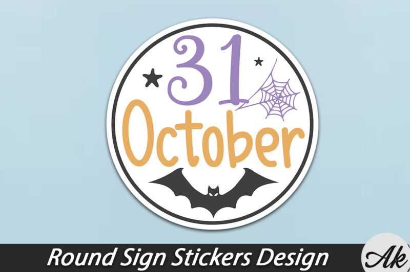 Halloween Round Sign Stickers Bundle