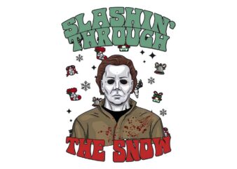 Slashin Through The Snow Horror Movie Characters Friends Halloween PNG t shirt template vector