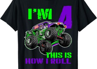 4 Years Old Shirt 4th Birthday Boy Monster Truck Lovers T-Shirt