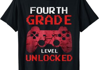 4th Grade Level Unlocked Gamer First Day Of School Boys Kids T-Shirt