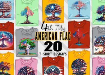 Retro American Flag Printed Tree t-shirt design bundle with 20 png & jpeg designs – download instantly vintage car T-shirt Design