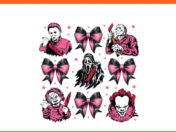 Coquette bow horror movie characters halloween png t shirt vector file