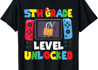 5th Grade Level Unlocked Back to School First Day Gamer T-Shirt