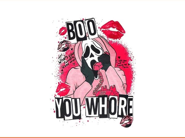 Boo you whore ghost halloween png, ghost pink halloween png t shirt template