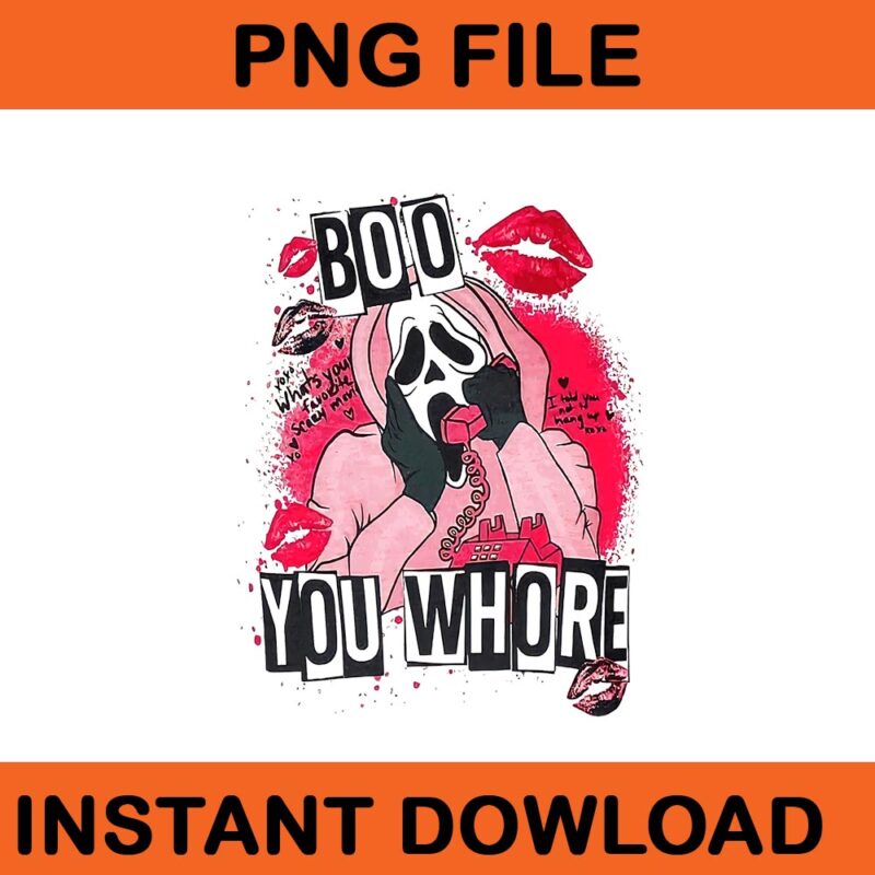 Boo You Whore Ghost Halloween PNG, Ghost Pink Halloween PNG