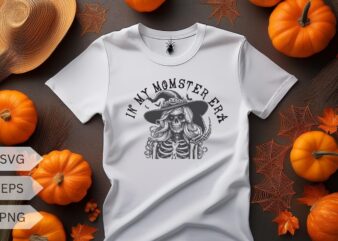 Halloween Mom In My Momster Era Spooky Season Shirt Ghost t-shirt design vector, mom, halloween, mama, spooky, funny, momster, monsters