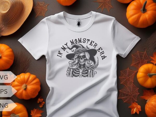 Halloween mom in my momster era spooky season shirt ghost t-shirt design vector, mom, halloween, mama, spooky, funny, momster, monsters