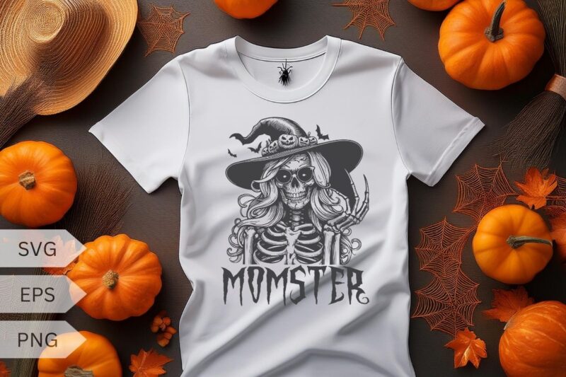 Funny Momster Monsters Halloween Mom Life Spooky Mama T-Shirt design vector, mom, halloween, mama, spooky, funny, momster, monsters, life,