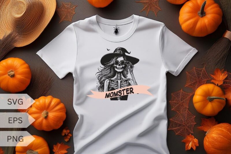 Funny Momster Monsters Halloween Mom Life Spooky Mama T-Shirt design vector, mom, halloween, mama, spooky, funny, momster, monsters, life, t