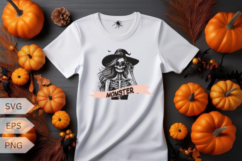 Funny Momster Monsters Halloween Mom Life Spooky Mama T-Shirt design vector, mom, halloween, mama, spooky, funny, momster, monsters, life, t