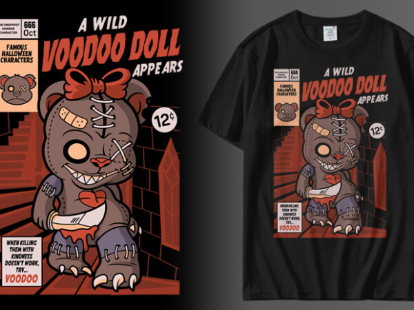 A wild voodoo doll t shirt vector