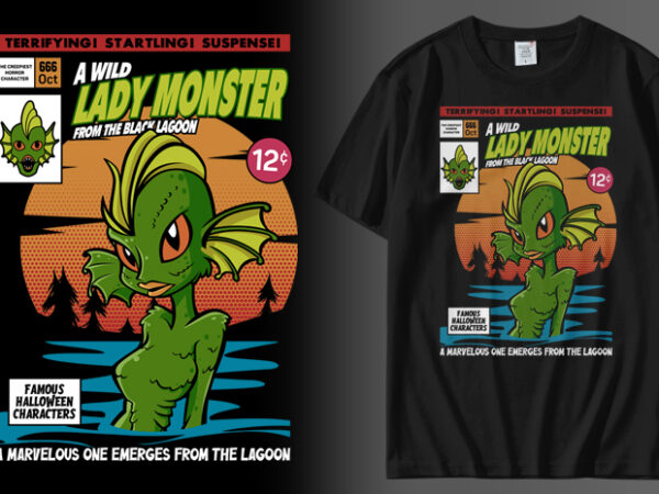 A wild lady monster t shirt vector