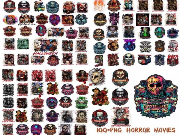 100 halloween character png bundle, horror characters png bundle, horror friends halloween png, horror bundle png