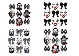 Coquette Bow Horror Movie Characters Halloween Png, Halloween Horror PNG t shirt vector file