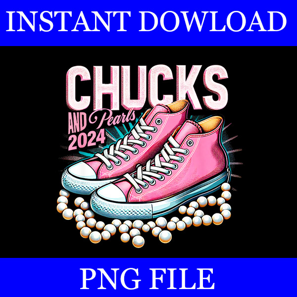 Chucks And Pearls 2024 PNG, Kamala Harris Sneakers PNG