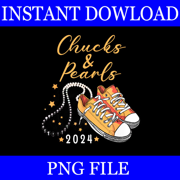 Chucks And Pearls 2024 PNG, Kamala Harris Sneakers PNG