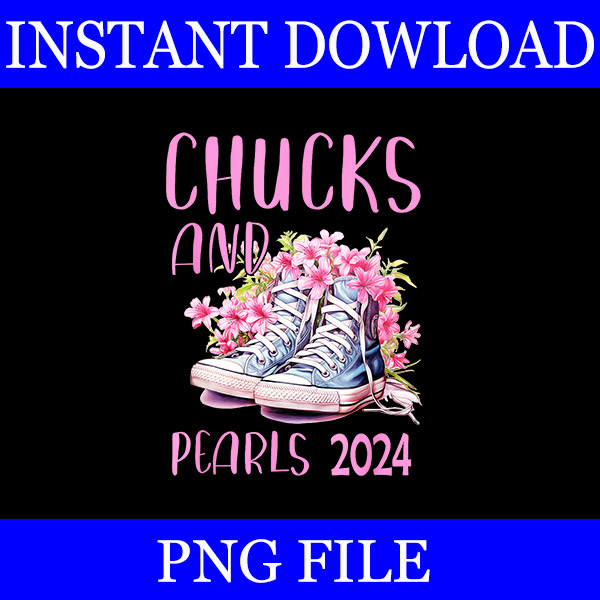 Chucks And Pearls 2024 PNG, Kamala Harris Sneakers PNG