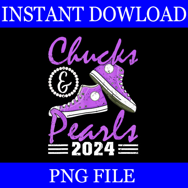 Chucks And Pearls 2024 PNG, Kamala Harris Sneakers PNG