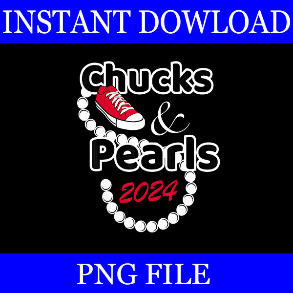 Chucks And Pearls 2024 PNG, Kamala Harris Sneakers PNG