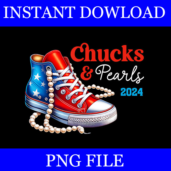 Chucks And Pearls 2024 PNG, Kamala Harris Sneakers PNG