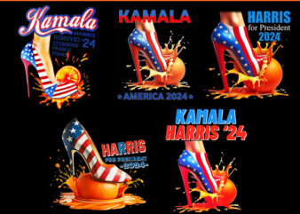 Bundle Kamala Harris 2024 PNG, Kamala Orange High Heel Crush PNG, Harris For President 2024 PNG