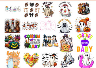 Bundle Halloween Spooky PNG, Ghost Spooky Coffee PNG, Ghost Walking Dog PNG