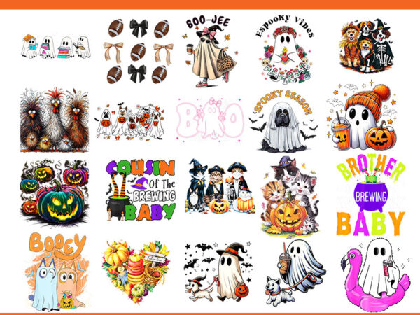 Bundle halloween spooky png, ghost spooky coffee png, ghost walking dog png t shirt template