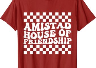 AMISTAD House Of Friendship Red Retro Groovy Social AMISTAD T-Shirt