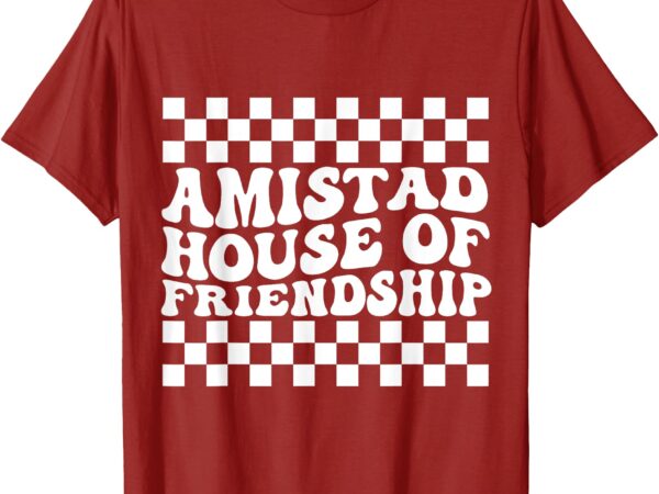 Amistad house of friendship red retro groovy social amistad t-shirt