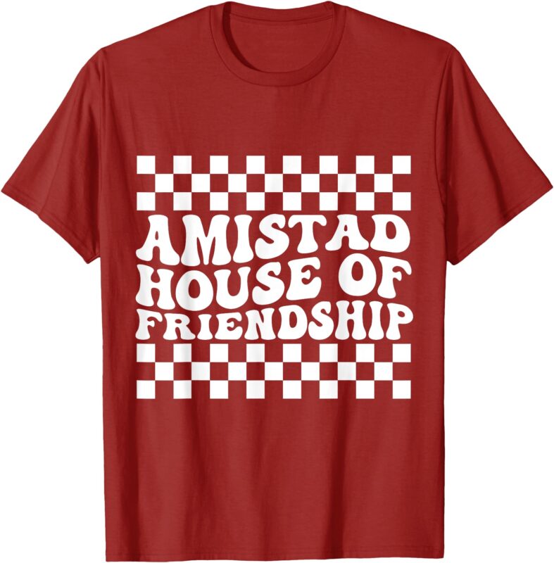 AMISTAD House Of Friendship Red Retro Groovy Social AMISTAD T-Shirt