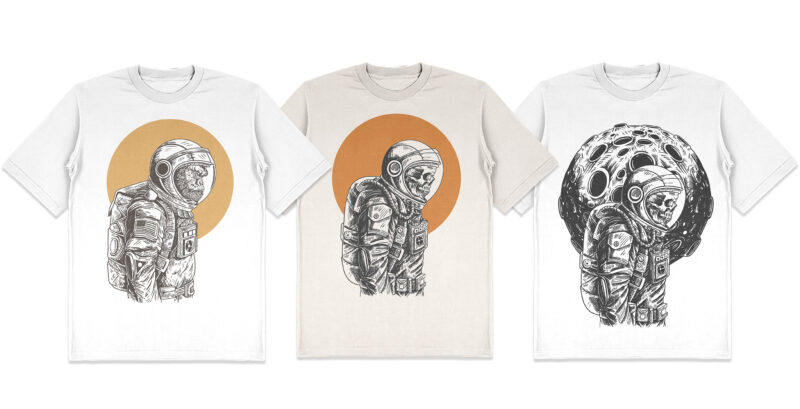 3 astronaut illustration tshirt design bundle