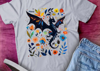 Abraxos Fantasy Bookish Floral Dragon Book Lover Gift lts-d t shirt vector